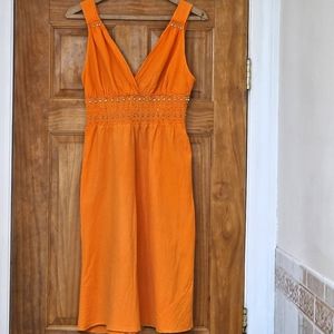 Mlle Gabrielle Women's Orange Sundress With Beaded Detail, Size M